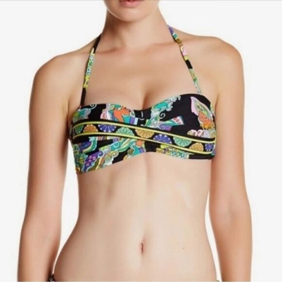 Trina Turk Colorful Halter Neck Bikini Top Size 12 - Picture 1 of 5